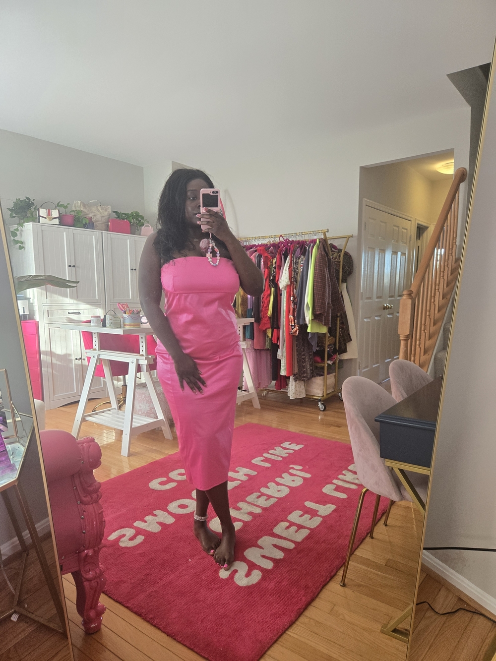 ASOS - Hot Pink Strapless Midi Dress